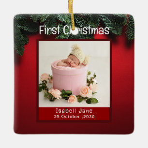 My Very First Christmas Personalised Name Photo Ceramic Ornament