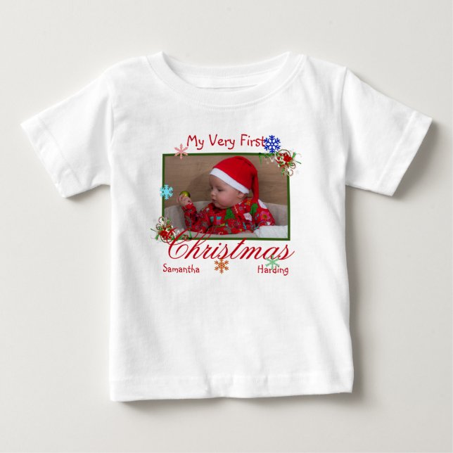 My Very First Christmas Photo Personalised Baby T-Shirt (Front)