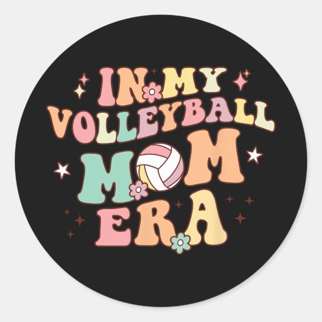My Volleyball Mum Era Game Day Cute Retro Volleyba Classic Round Sticker (Front)