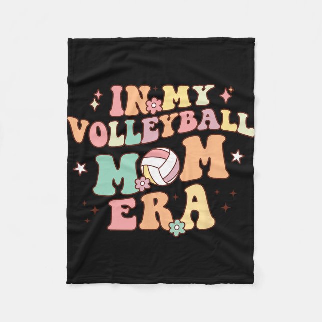 My Volleyball Mum Era Game Day Cute Retro Volleyba Fleece Blanket (Front)
