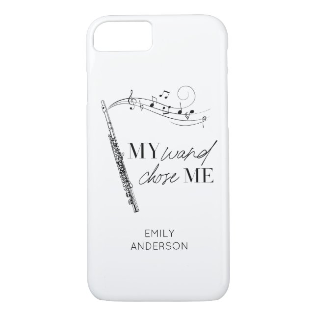 My Wand Chose Me Flute Black & White Quote Case-Mate iPhone Case (Back)