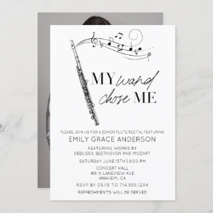My Wand Chose Me Quote Photo Flute Recital Invitation