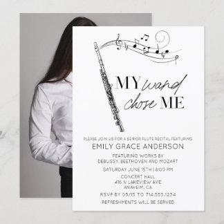 My Wand Chose Me Quote Photo Flute Recital Invitation