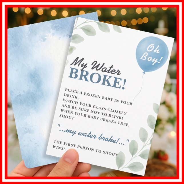 My Water Broke Baby Shower Game Balloon Eucalyptus Invitation (Creator Uploaded)