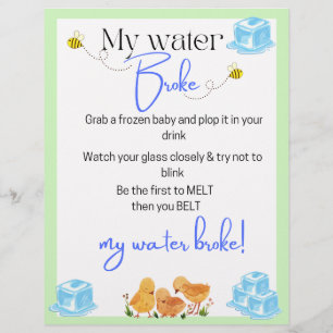 My water broke baby shower game custom letterhead