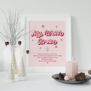 My Water Broke Christmas Baby Shower Game Poster