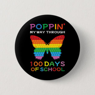 My Way Through 100 Days Of School Butterfly Girls  6 Cm Round Badge