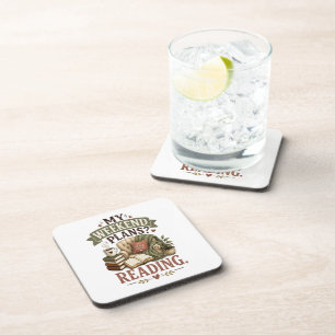 My Weekend Plans Reading Book Lover Cosy Reading Coaster