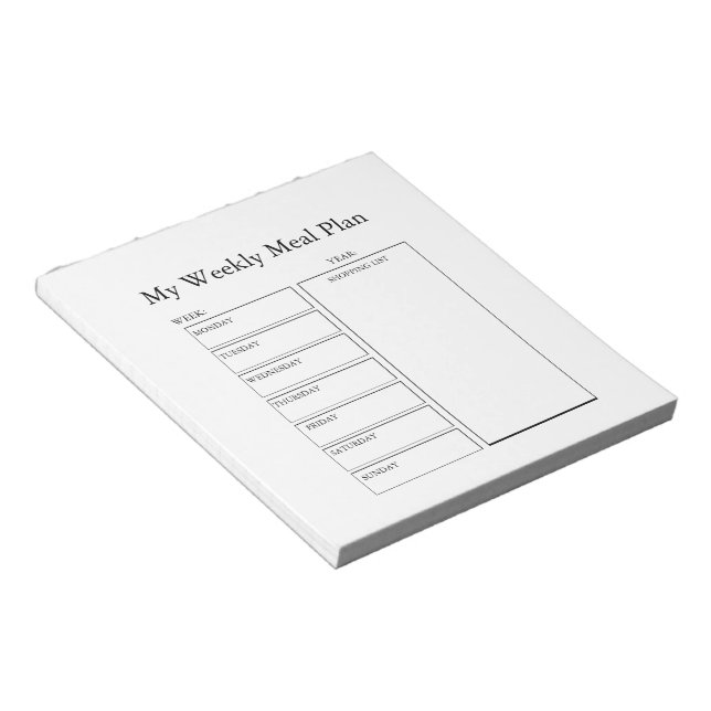 My Weekly Meal Plan Pad – Minimal & Organised (Angled)