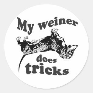 MY WEINER DOES TRICKS CLASSIC ROUND STICKER