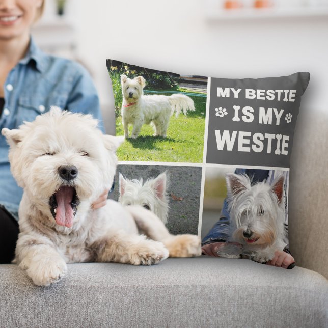 My Westie Is My Bestie Dog Lover Photo Collage  Cushion (Creator Uploaded)