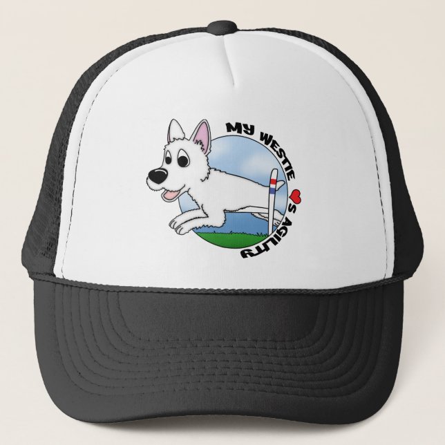 My Westie Loves Agility Trucker Hat (Front)