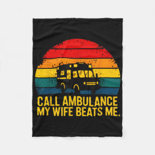 My Wife Beats Me Retro Vintage Husband Funny  Fleece Blanket
