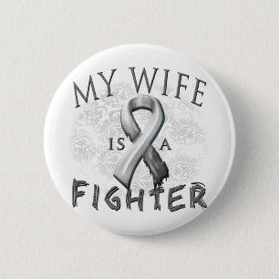 My Wife Is A Fighter Grey 6 Cm Round Badge