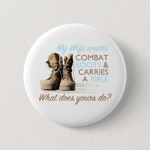 My Wife Wears Combat Boots 6 Cm Round Badge
