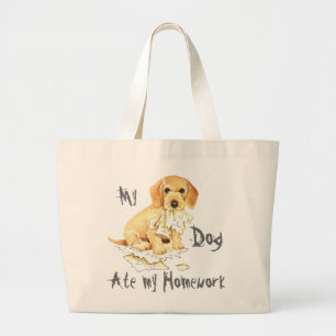 My Wirehaired Dachshund Ate my Homework Large Tote Bag