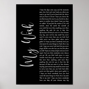 My Wish Black Script Song Lyric Wall Art Print