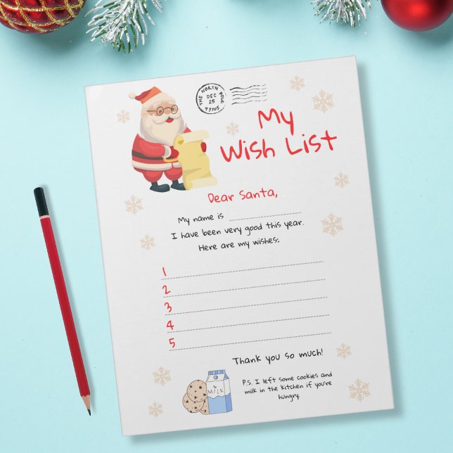 My Wish List - Classic Santa Notepad (Creator Uploaded)