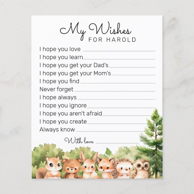 My Wishes List for Baby Boy Shower Games (Front)