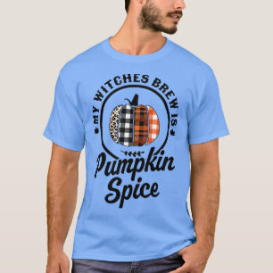 My Witches Brew Is Pumpkin Spice Halloween Plaid L T-Shirt