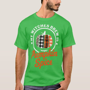 My Witches Brew Is Pumpkin Spice Halloween Plaid L T-Shirt