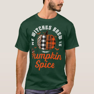 My Witches Brew Is Pumpkin Spice Halloween Plaid L T-Shirt