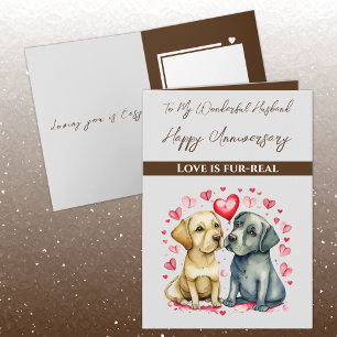 My wonderful Husband cute dogs Anniversary Card