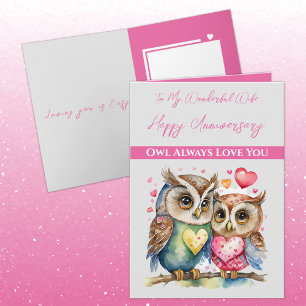 My wonderful Wife cute owls Anniversary Card