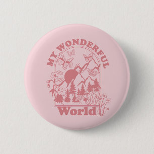 My Wonderful World Retro Flowers 6 Cm Round Badge