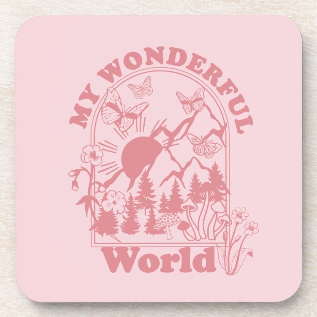 My Wonderful World Retro Flowers Coaster (Front)
