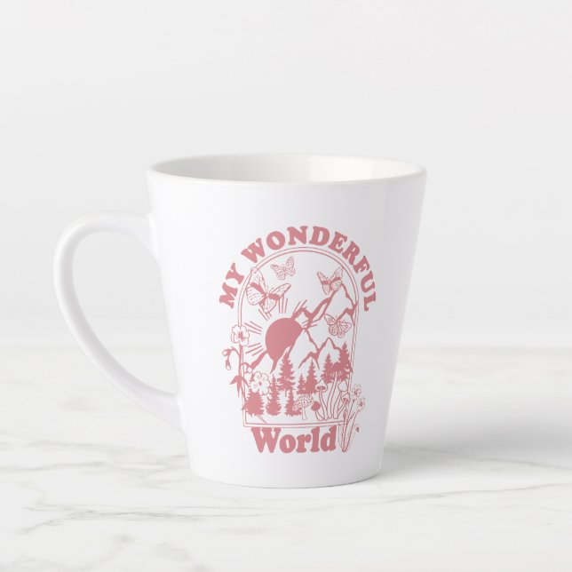 My Wonderful World Retro Flowers Latte Mug (Left)