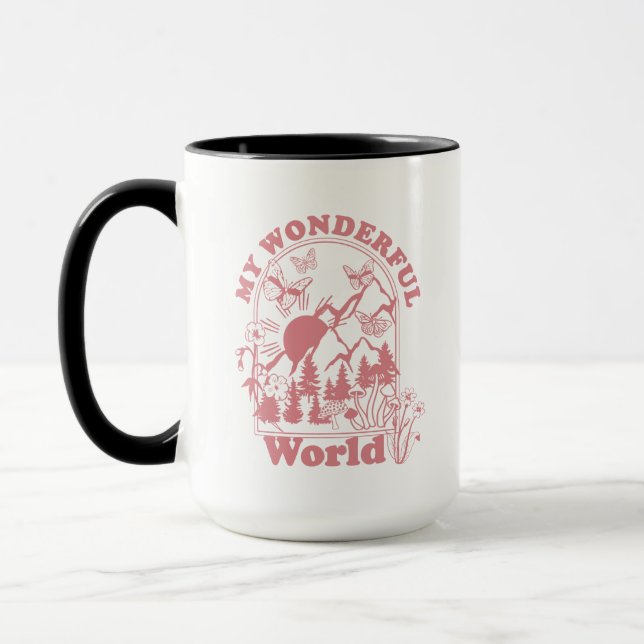 My Wonderful World Retro Flowers Mug (Left)