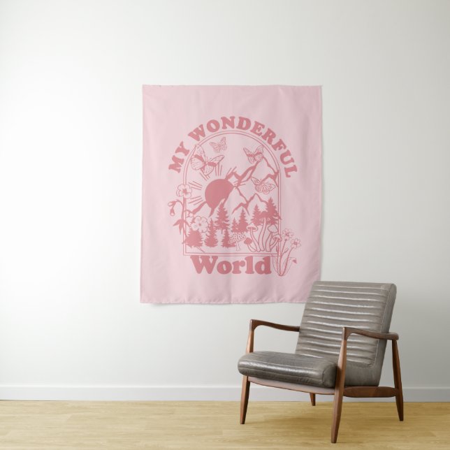My Wonderful World Retro Flowers Tapestry (In Situ)