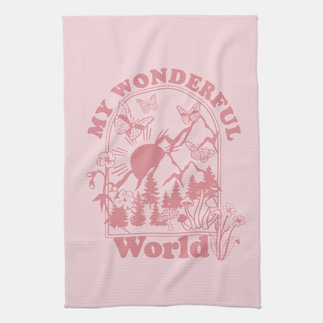 My Wonderful World Retro Flowers Tea Towel (Vertical)