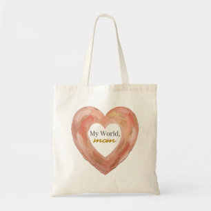 My World Mom Painted Heart Tote Bag