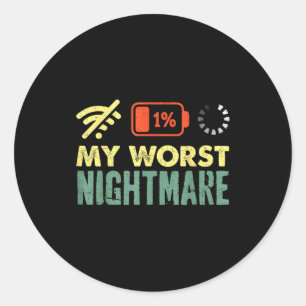My Worst Low Battery Funny Gamers Humor Men Classic Round Sticker