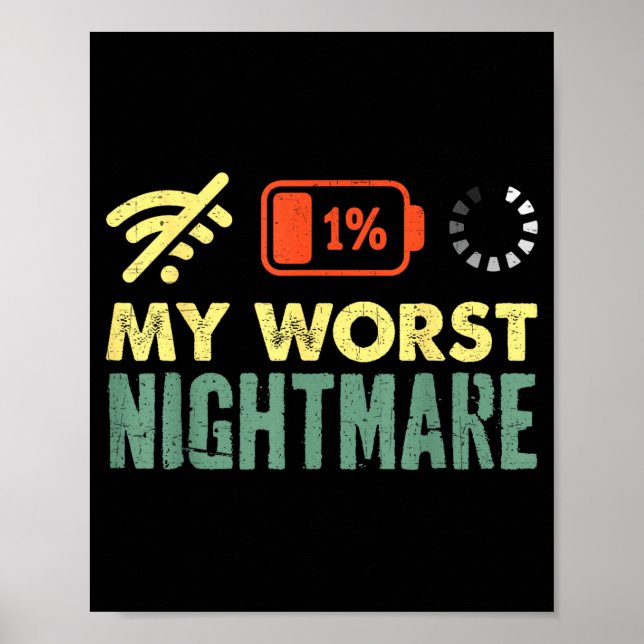 My Worst Low Battery Funny Gamers Humor Men  Poster (Front)