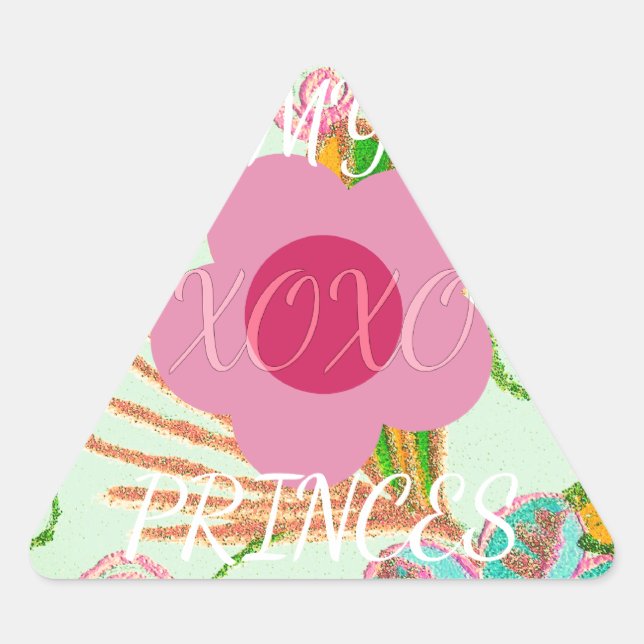 My XOXO Little Princess Floral Art Print Design Triangle Sticker (Front)