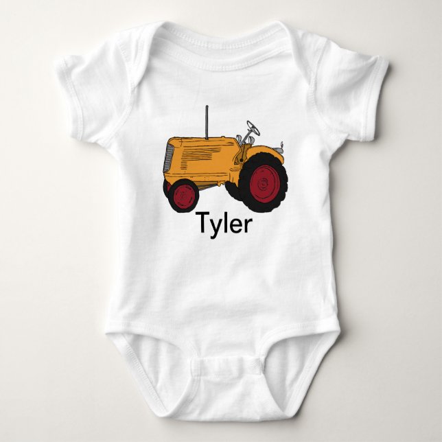 My Yellow Tractor Baby Bodysuit (Front)