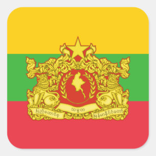 Myanma / Burmese Flag & State Seal Sticker