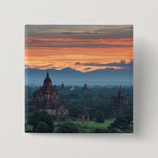 Myanmar, Bagan Sunrise 15 Cm Square Badge (Front)