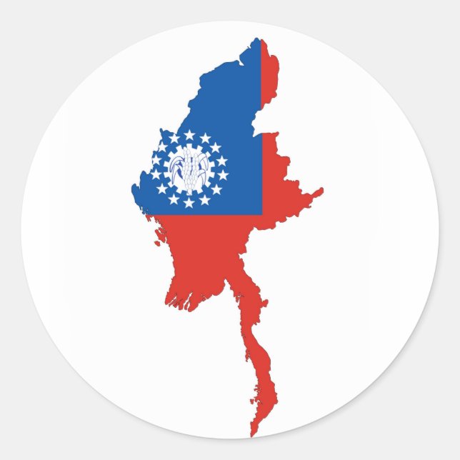 myanmar burma country flag map shape silhouette classic round sticker (Front)