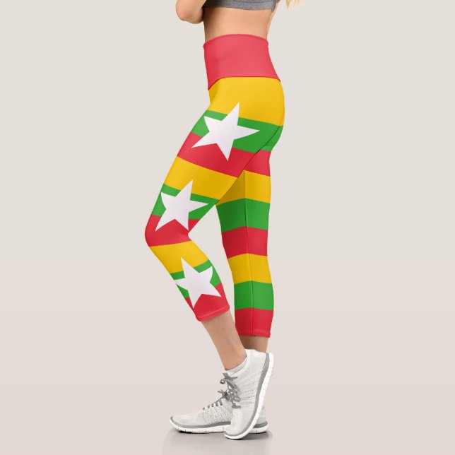 Myanmar Flag Capri Leggings (Left)