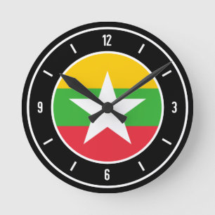 Myanmar Flag Elegant Round Clock