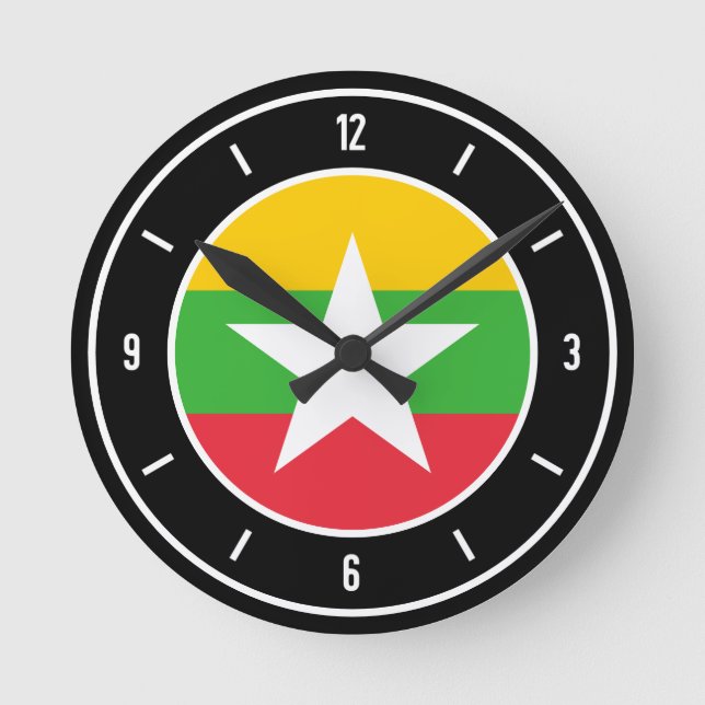 Myanmar Flag Elegant Round Clock (Front)