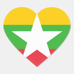 Myanmar Flag Heart Sticker