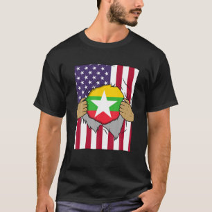 Myanmar Flag Inside Me Home Pride Burmese American T-Shirt