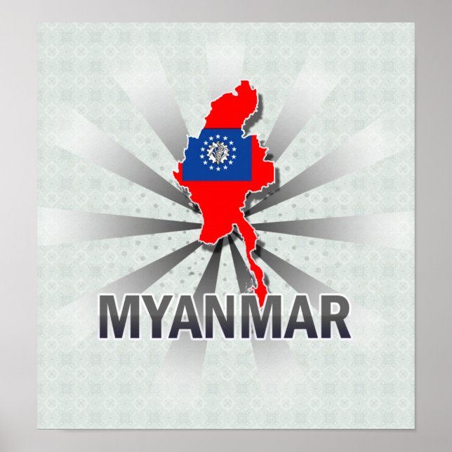 Myanmar Flag Map 2.0 Poster (Front)