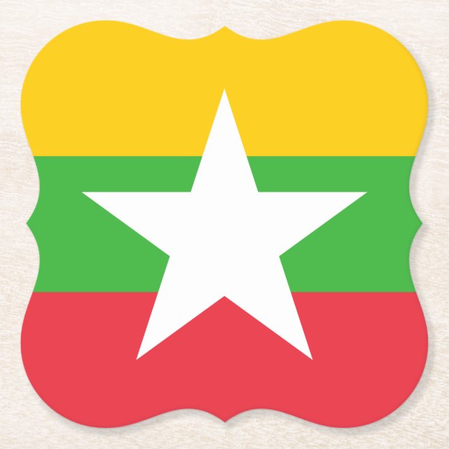 Myanmar Flag Paper Coaster (Front)