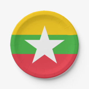 Myanmar Flag Paper Plate